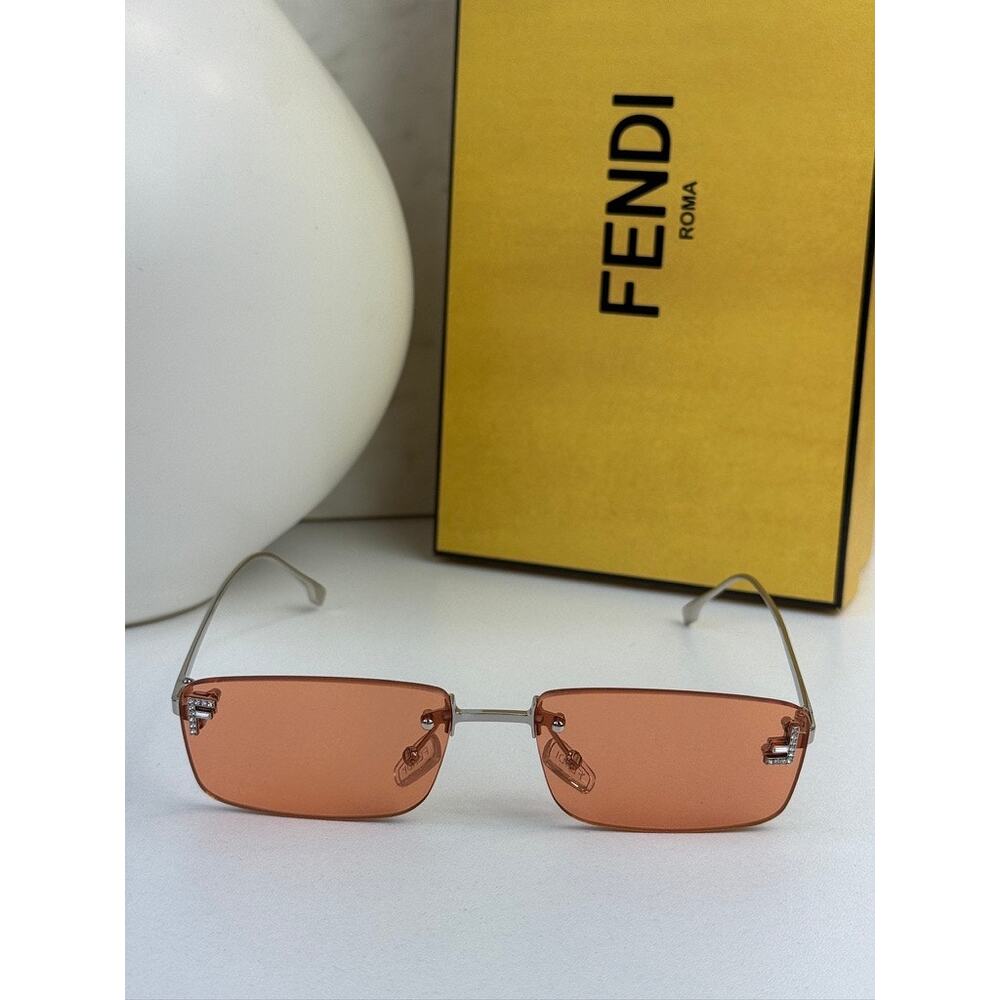 NEW Fendi FE4172US First Rimless Orange Square Sunglasses - Picture 4 of 6